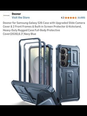 Dexnor for Samsung Galaxy S26 Case with Upgraded Slide Camera Cover Blue